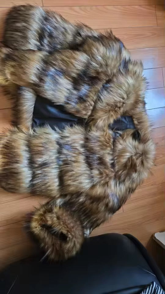 Damen Kunstpelzmantel Flauschige Winterjacke