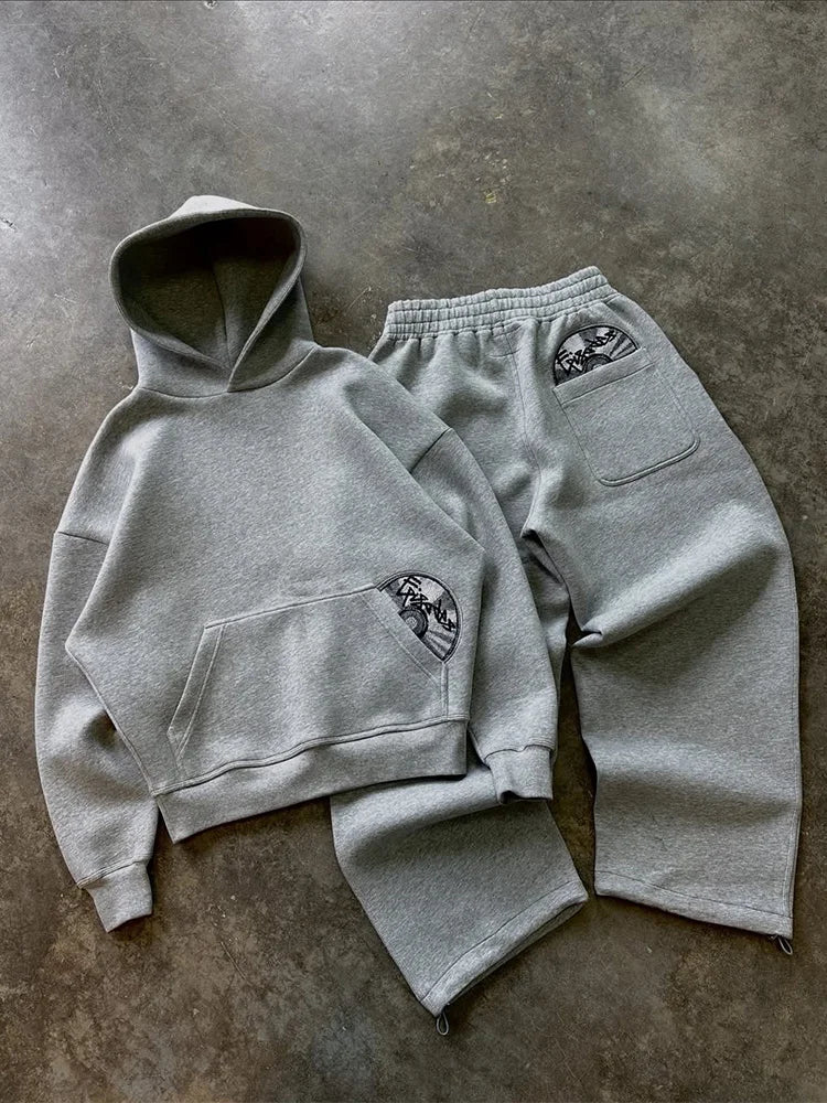 Y2K Harajuku Embroidered Hoodie & Sweatpants Set
