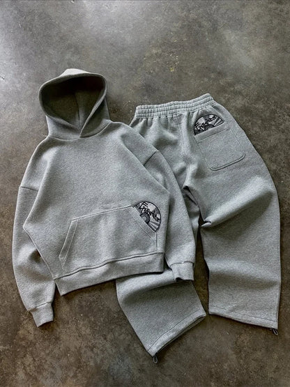 Y2K Harajuku Embroidered Hoodie & Sweatpants Set