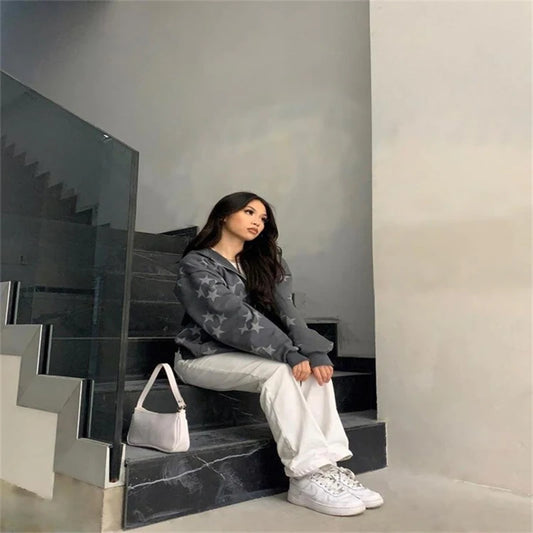 Y2K Hoodie Sterne Print Streetwear