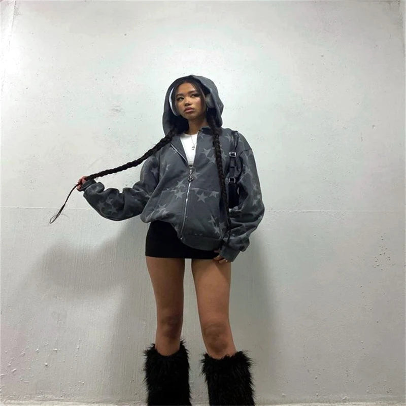 Y2K Hoodie Sterne Print Streetwear