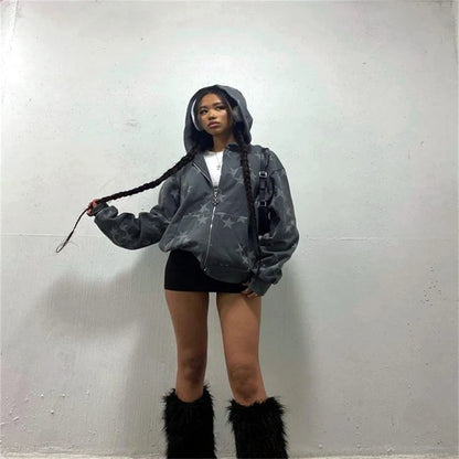 Y2K Hoodie Sterne Print Streetwear