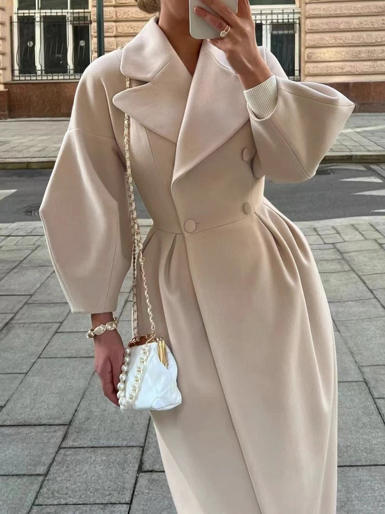 Winter Mantel Für Frauen Fashion Solid Lose Revers Zweireiher Graben Vintage Langarm Jacken Warme Dicke Frau Neue In Mäntel