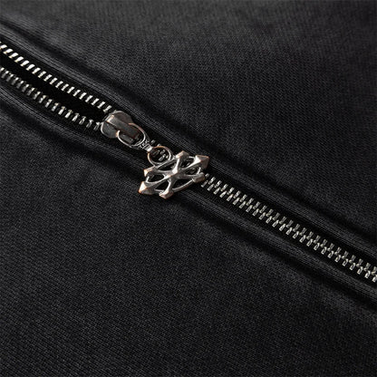 Y2K Fashion Retro Hoodie - Harajuku Gothic Punk Graphic Embroidery Zipper Hoodie - Hip Hop Streetwear