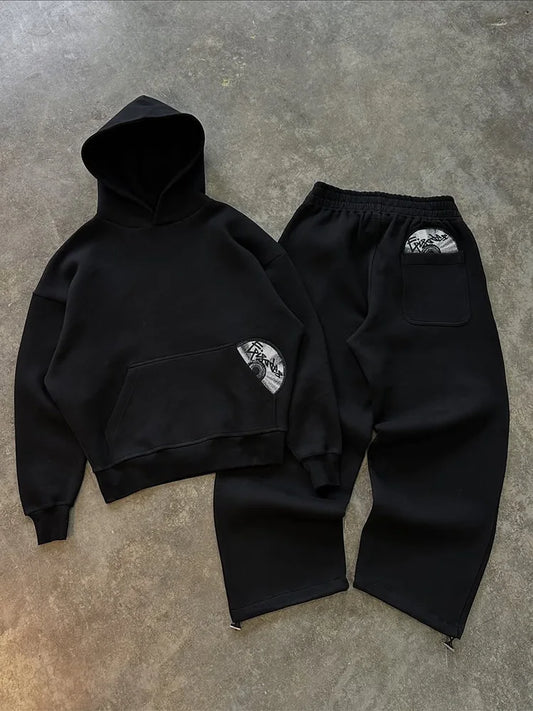 Y2K Harajuku Embroidered Hoodie & Sweatpants Set