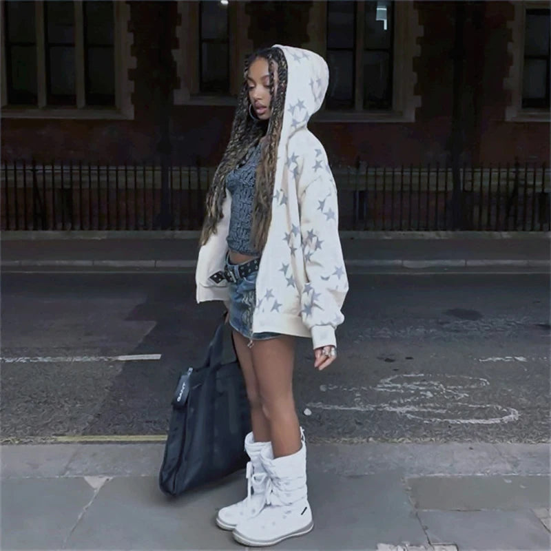 Y2K Hoodie Sterne Print Streetwear