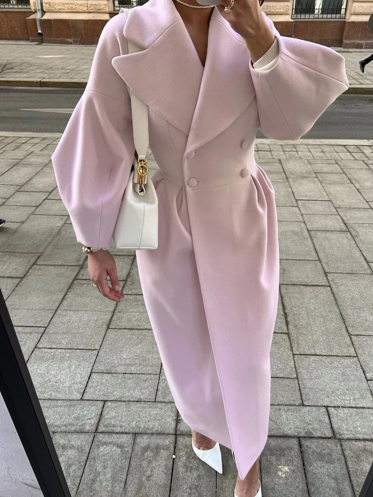 Winter Mantel Für Frauen Fashion Solid Lose Revers Zweireiher Graben Vintage Langarm Jacken Warme Dicke Frau Neue In Mäntel